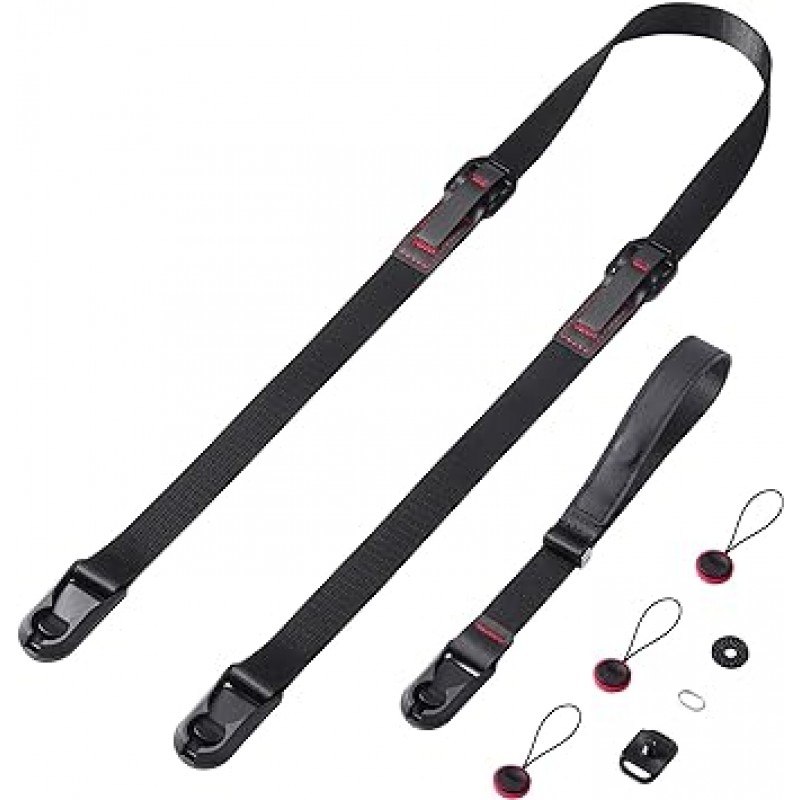 [코비] 앵커링크 SLR용 20mm 와이드 카메라 스트랩, 미러리스 카메라, 디지털 카메라, 조절 가능한 손목 스트랩 포함, 블랙