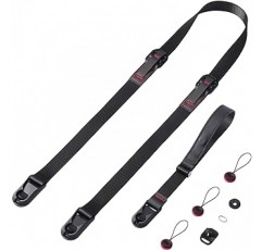 [코비] 앵커링크 SLR용 20mm 와이드 카메라 스트랩, 미러리스 카메라, 디지털 카메라, 조절 가능한 손목 스트랩 포함, 블랙
