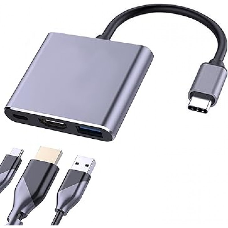 USB Type C HDMI 어댑터 [2023 신규 업그레이드] USB Type C 디지털 AV 멀티포트 어댑터 Type C HDMI 변환기 USB C 허브 100W 고속 PD 충전 지원 1080P 4K 스위치 TV 출력 MacBook Pro / Mac Air (2018-2020) / Mac Mini / iPad Pro(2018-2020), Samsung Galaxy S20 / S10 /Note10 /Note10 /Note10 기타 USB-C 기기(회색