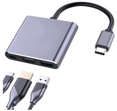 USB Type C HDMI 어댑터 [2023 신규 업그레이드] USB Type C 디지털 AV 멀티포트 어댑터 Type C HDMI 변환기 USB C 허브 100W 고속 PD 충전 지원 1080P 4K 스위치 TV 출력 MacBook Pro / Mac Air (2018-2020) / Mac Mini / iPad Pro(2018-2020), Samsung Galaxy S20 / S10 /Note10 /Note10 /Note10 기타 USB-C 기기(회색
