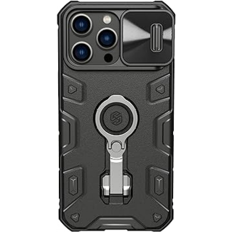 iPhone 14 Plus 케이스, 링 포함, 충격 방지, 남성용, 미군 MIL 표준 인증, TPU 범퍼 스탠드 기능, 충격 흡수, 낙하 방지, 6.7인치 커버, 링 회전 가능, iPhone 14 Plus, 스마트폰 케이스, 슬라이드형, 렌즈 보호, 무선 충전 가능, 검정색