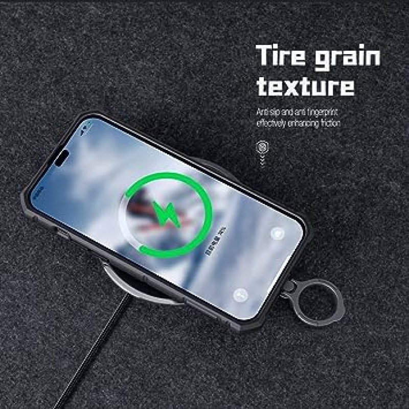 iPhone 14 Plus 케이스, 링 포함, 충격 방지, 남성용, 미군 MIL 표준 인증, TPU 범퍼 스탠드 기능, 충격 흡수, 낙하 방지, 6.7인치 커버, 링 회전 가능, iPhone 14 Plus, 스마트폰 케이스, 슬라이드형, 렌즈 보호, 무선 충전 가능, 검정색