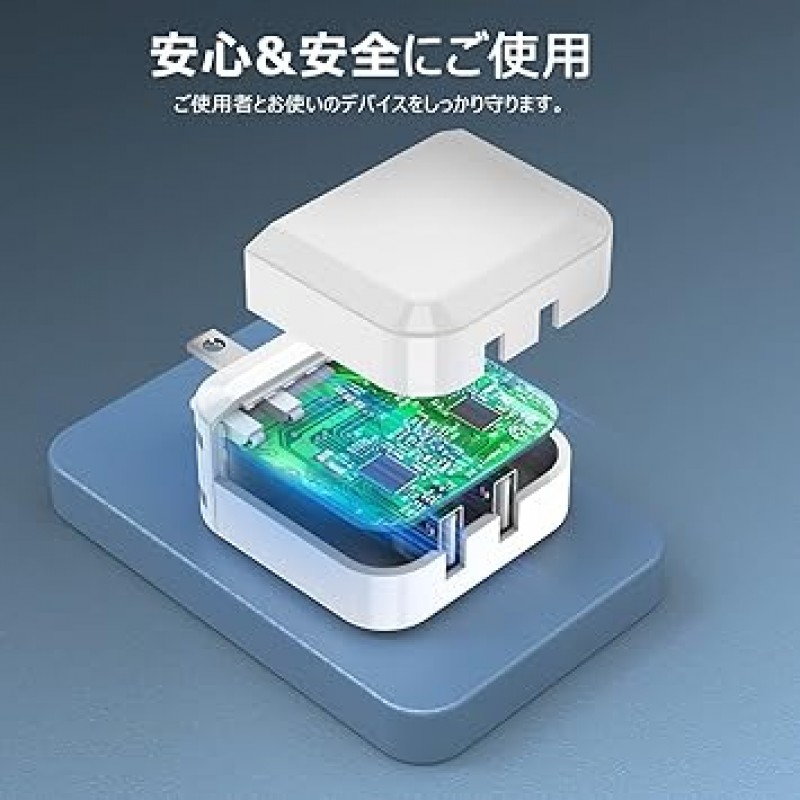 iPhone 충전기, 접이식, 2포트, 24W, 급속 충전기, 1m, 2개 포함, USB 콘센트, 스마트폰 충전기, iPhone 충전 케이블, PSE 인증, MFi, iPhone 14, 13, 12, 11Pro와 호환 가능, Pro Max, Mini, X, XS, XR, 8, 7 및 기타 USB-C 장치