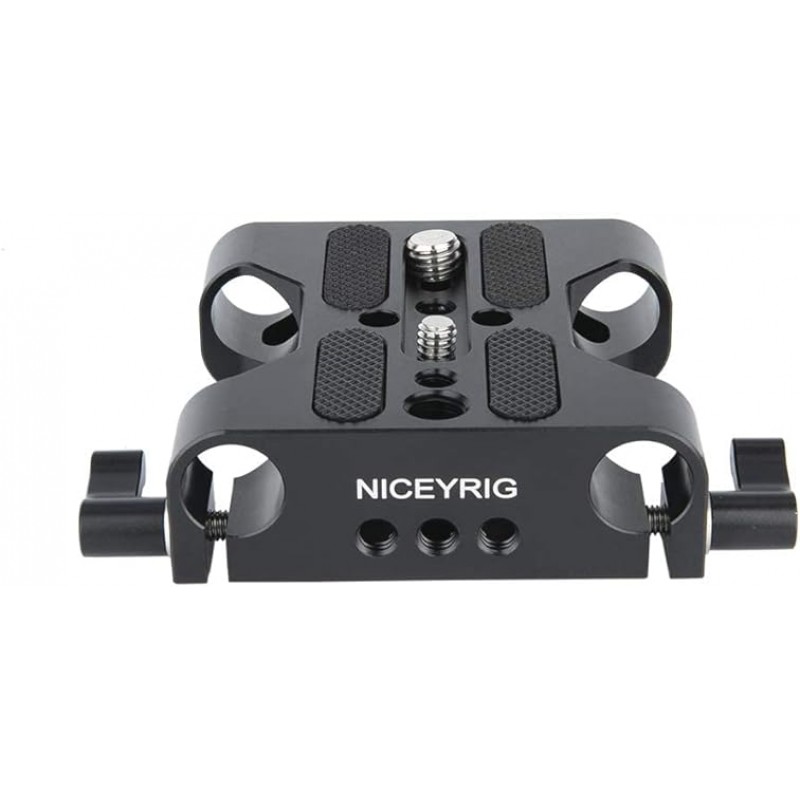 NICEYRIG 카메라 베이스 플레이트, 로드 레일 클램프가 있는 다목적 U 베이스, 알루미늄 범용 베이스 플레이트, 대부분의 SLR 및 마이크로 카메라에 적합, Sony FS7/Sony A7 시리즈/Canon C100/C300/C500, 15mm 로드 레일 지원 시스템, DSLR과 호환 가능 장비, 카메라 액세서리 - 베이스플레이트 2