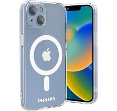 필립스 DLK6106T iPhone 14 케이스, MagSafe 호환, 투명 커버, 충격 방지, 무선 충전 호환, 6.1인치용, 투명, Magsafe 호환