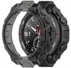 Amazfit T-Rex Pro 케이스 커버 긁힘 부드러운 튼튼한 TPU 클리어 보호 커버 범퍼 프레임 프로텍터 케이스 액세서리 Amazfit T-Rex Pro / T-Rex (A1918) 스마트 시계 용 (블랙)