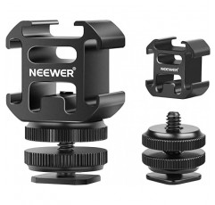 마이크, LED 비디오 조명, 필드 모니터용 트리플 콜드 슈 마운트가 있는 NEEWER 카메라 핫슈 마운트 어댑터 Canon Nikon Sony DSLR 카메라 캠코더용 알루미늄 합금 슈 마운트