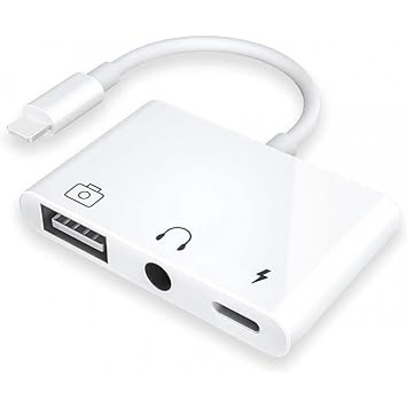 USB 3 카메라 어댑터 3 인 1 USB 여성 OTG 장치 어댑터 충전 및 3.5mm 헤드폰 AUX 잭 스플리터 iPhone SE/Max/11/X/Xs/8P/7P 패드 포드 USB 플래시 드라이브/MIDI 키보드 대응