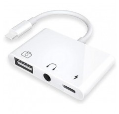 USB 3 카메라 어댑터 3 인 1 USB 여성 OTG 장치 어댑터 충전 및 3.5mm 헤드폰 AUX 잭 스플리터 iPhone SE/Max/11/X/Xs/8P/7P 패드 포드 USB 플래시 드라이브/MIDI 키보드 대응