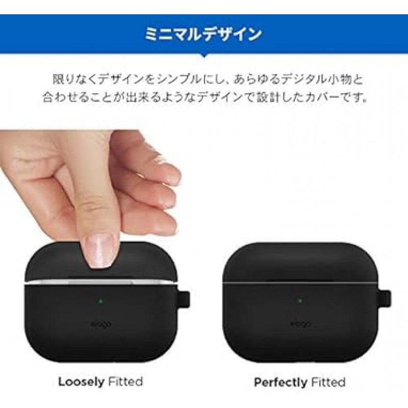 [elago] AirPods Pro 호환 케이스(카라비너 포함), 충격 방지, 심플, 실리콘 커버, 충격 흡수, 슬림, 소프트, 케이스 커버, 낙하 방지, 보호 액세서리, Apple AirPodsPro MWP22J/A와 호환 가능, Air Pods Pro, Original HANG, 다크 그레이