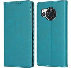 AQUOS R8 케이스 폴리오 SH-52D 지갑형 Aquos R8 케이스 충격 방지 내구성 내마모성 샤프 커버 카드 보관함 자석 내장 스탠드 기능 가죽 - 하매니 - 패션 스카이 블루
