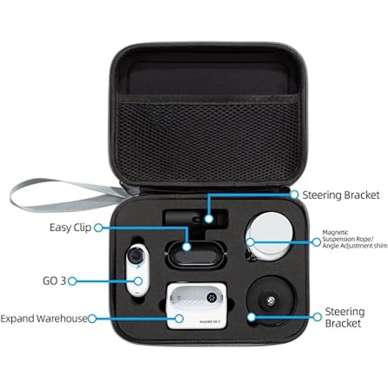 ZLiT Insta360 Go3 카메라 케이스 하드 쉘 내 충격 수납 가방 여행 캐리 케이스 Insta360 Go3 카메라 액세서리 용 (회색)