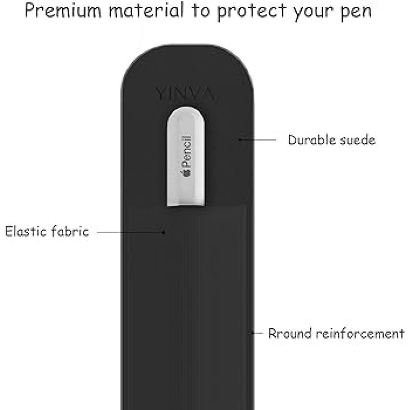 YINVA 펜슬 홀더 2개 팩 Apple Pencil 2세대와 1세대에 대응 신축성이 있는 펜슬 파우치 액세서리 디자인 iPad와 스타일러스용(블랙)