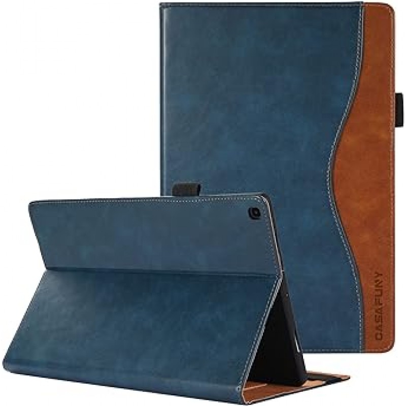 CASAFUNY Samsung Galaxy Tab A 10.1 2019 (SM-T510 SM-T515 SM-T517) 10.1인치 폴리오 케이스 보호 커버 태블릿 내부 가방 액세서리 포켓 스탠드 기능 보호 케이스 초경량 완전 보호 PU 가죽 경량 커버 블루