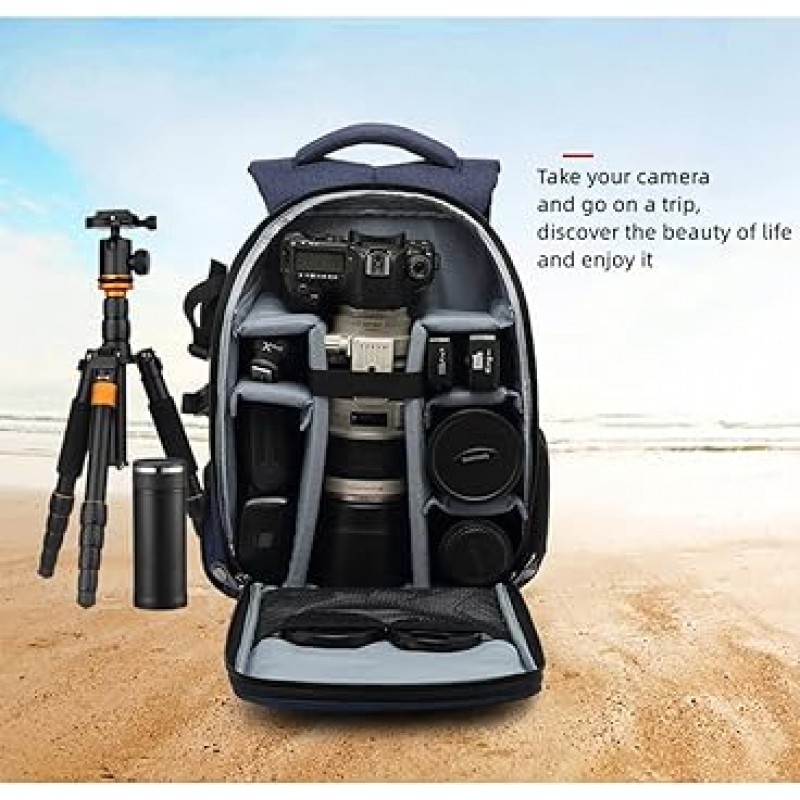 Chonor 카메라 백팩, 카메라 가방, 전문가급 SLR 가방, 컴퓨터 보관 공간이 있는 카메라 가방, 삼각대 운반, 발수, 충격 방지, 야외 사진, 호환 모델: Canon, Nikon, Sony 등