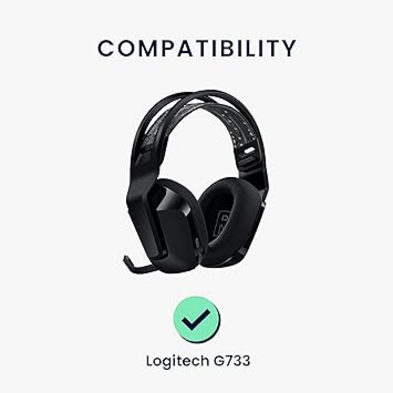 kwmobile 2x 호환: 로지텍 G733 교체용 이어패드 - 이어 쿠션 헤드폰 벨루어 블랙