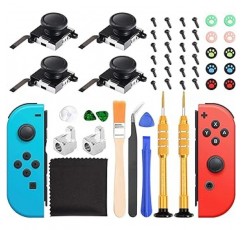 Joy-con 수리 키트, JOY-CON 스틱, Joycon 수리 부품, Nintendo Switch 교체 부품, 스위치 수리 세트, Nintendo Switch와 호환 가능, NS, Joy-con, 4개, 컨트롤, 수리 장비, 일본어 설명서 포함(영어 불가) 보장)