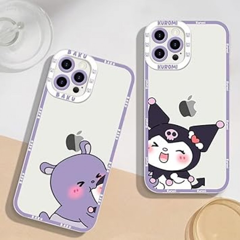 산리오 쿠로미 아이폰 SE 2세대/3세대 케이스, 커플 스마트폰 케이스, 아이폰 7/아이폰 8 케이스, 아이폰 7/8/SE 2/3, 4.7인치, TPU, 클리어 케이스, 범퍼, 얇은, 초경량, 렌즈 보호 , 무선 충전, 투명 B