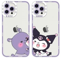 산리오 쿠로미 아이폰 SE 2세대/3세대 케이스, 커플 스마트폰 케이스, 아이폰 7/아이폰 8 케이스, 아이폰 7/8/SE 2/3, 4.7인치, TPU, 클리어 케이스, 범퍼, 얇은, 초경량, 렌즈 보호 , 무선 충전, 투명 B