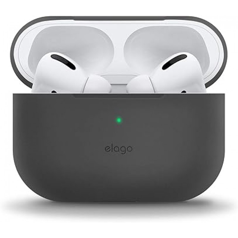 [elago] AirPods Pro 호환 케이스, 슬림, 심플, 실리콘 커버, 충격 흡수, 슬림, 소프트, 케이스 커버, 긁힘 방지, 보호 액세서리, Apple AirPodsPro와 호환 MWP22J/A Air Pods Pro, 슬림 기본, 다크 그레이