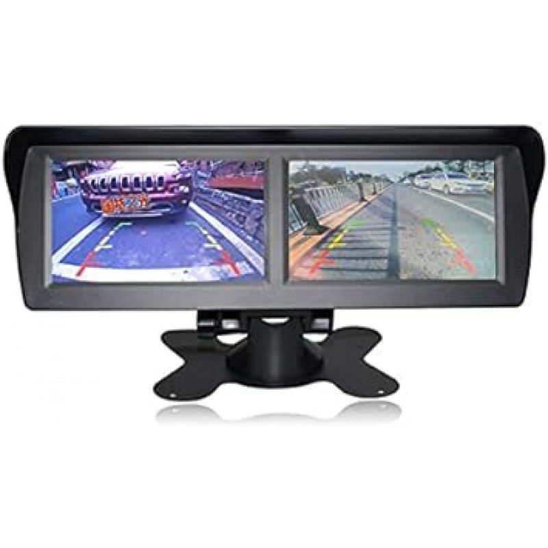 OBEST 4.3인치 트윈 모니터, 4포트, 비디오 입력, 자동 전환, 2화면, On-Dash 모니터, 서브 모니터, 후방 카메라, 맞춤형, 12V/24V