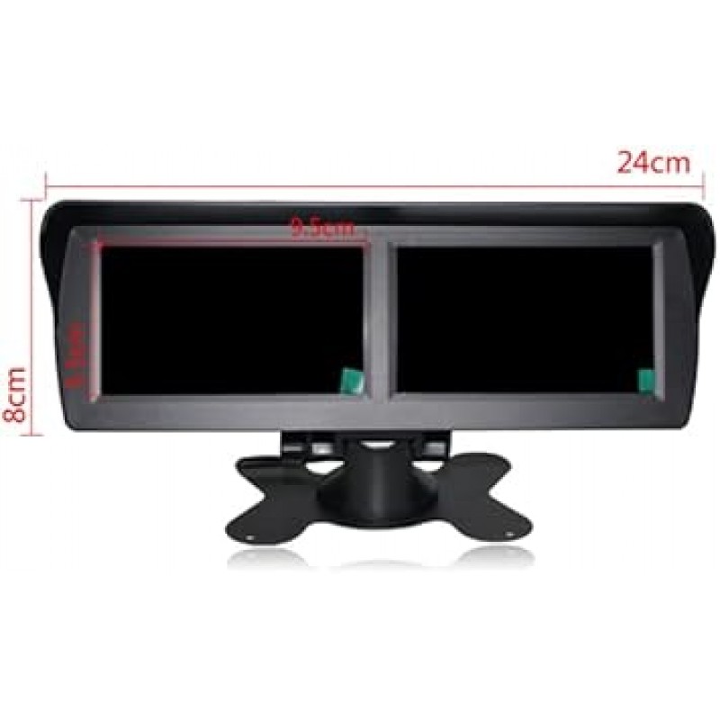 OBEST 4.3인치 트윈 모니터, 4포트, 비디오 입력, 자동 전환, 2화면, On-Dash 모니터, 서브 모니터, 후방 카메라, 맞춤형, 12V/24V
