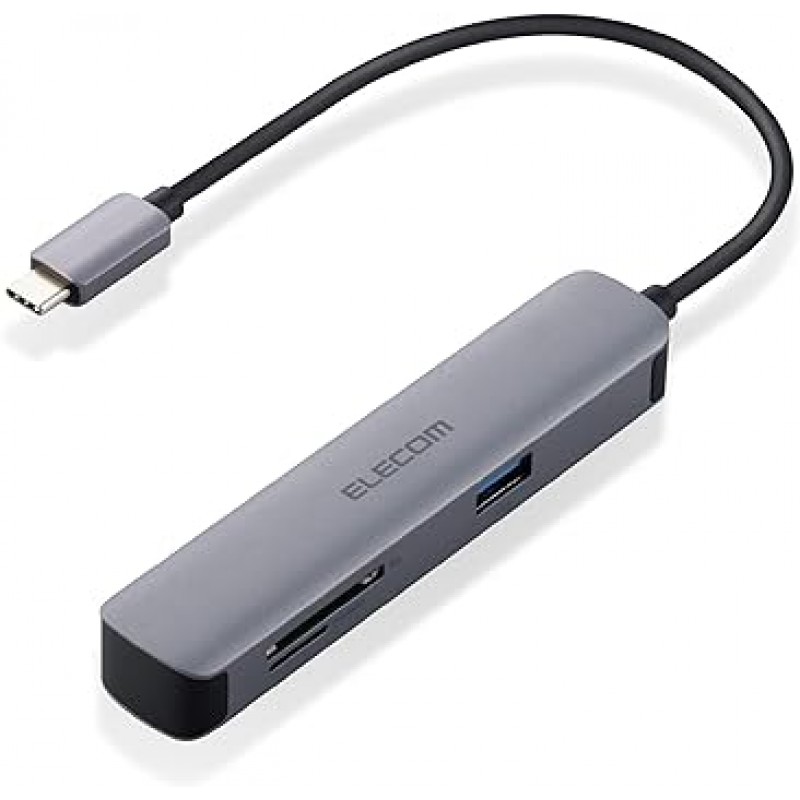 Elecom DST-C16SV/EC USB Type-C 허브, 도킹 스테이션, 5-in-1, 4K 호환 HDMI 포트, USB3.0 x 2 포트, SD/MicroSD 슬롯, Macbook/ Macbook Pro/ iPad Pro/ Chromebook/ Surface 지원 그리고 더