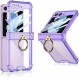Galaxy Z Flip5 케이스, Samsung Galaxy Z Flip 5용 투명, 링이 있는 커버, 힌지형 보호, Uovon 스마트폰 케이스, 충격 방지, 스탠드 기능, 스트랩 구멍, 초경량, 초박형, 황변 방지, 패셔너블, 보라색