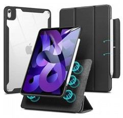 ESR iPad Air 5세대 케이스, 2022 하이브리드, 4세대 2020, iPad 10.9인치, 탈착식 자기 커버, 조정 가능한 세로/가로 스탠드, 투명한 뒷면 쉘, Pencil 2와 호환 가능, 자동 잠자기/깨우기