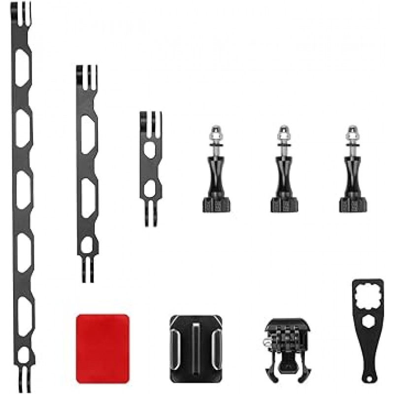 SINTYAN 헬멧 마운트, 3개의 다른 길이 연장 암, GoPro 카메라/OSMO Action과 호환 가능, 곡선형 베이스, 접착 양면 테이프, 나비 나사, 렌치 포함