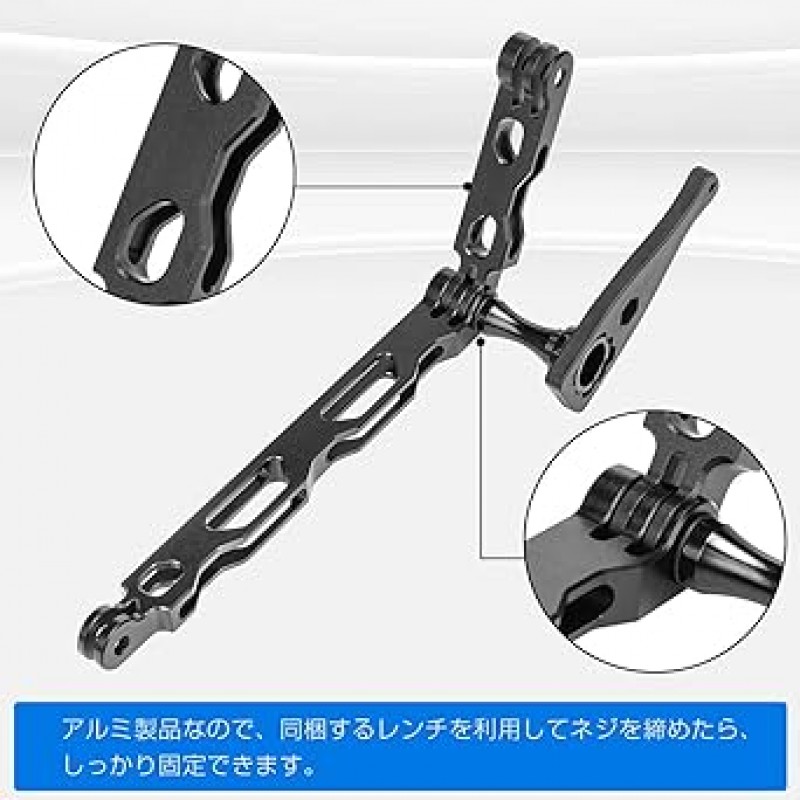 SINTYAN 헬멧 마운트, 3개의 다른 길이 연장 암, GoPro 카메라/OSMO Action과 호환 가능, 곡선형 베이스, 접착 양면 테이프, 나비 나사, 렌치 포함