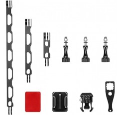 SINTYAN 헬멧 마운트, 3개의 다른 길이 연장 암, GoPro 카메라/OSMO Action과 호환 가능, 곡선형 베이스, 접착 양면 테이프, 나비 나사, 렌치 포함