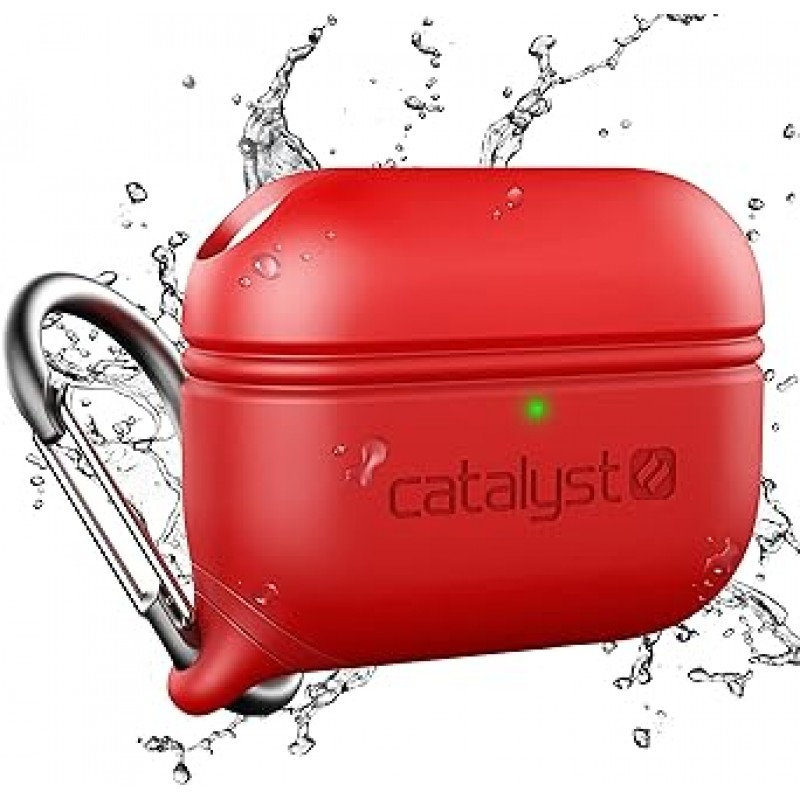 Catalyst AirPodsPro (1 세대 / 2 세대) 방수 ​​케이스 보호 실리콘 무선 충전 카라비나 내 충격 실리콘 실링 Apple 액세서리 레드