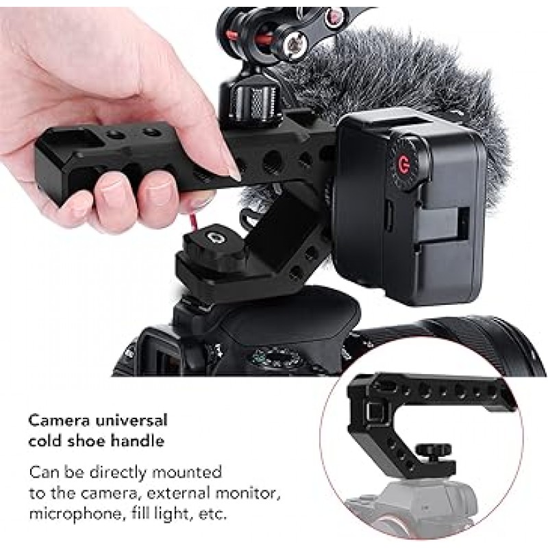 카메라 핸들 그립, 인체공학적 미러리스 카메라 DSLR 상단 핸들, 콜드 슈 어댑터 마운트 휴대용 안정 장치, 비디오 필름 제작 액세서리, 1/4