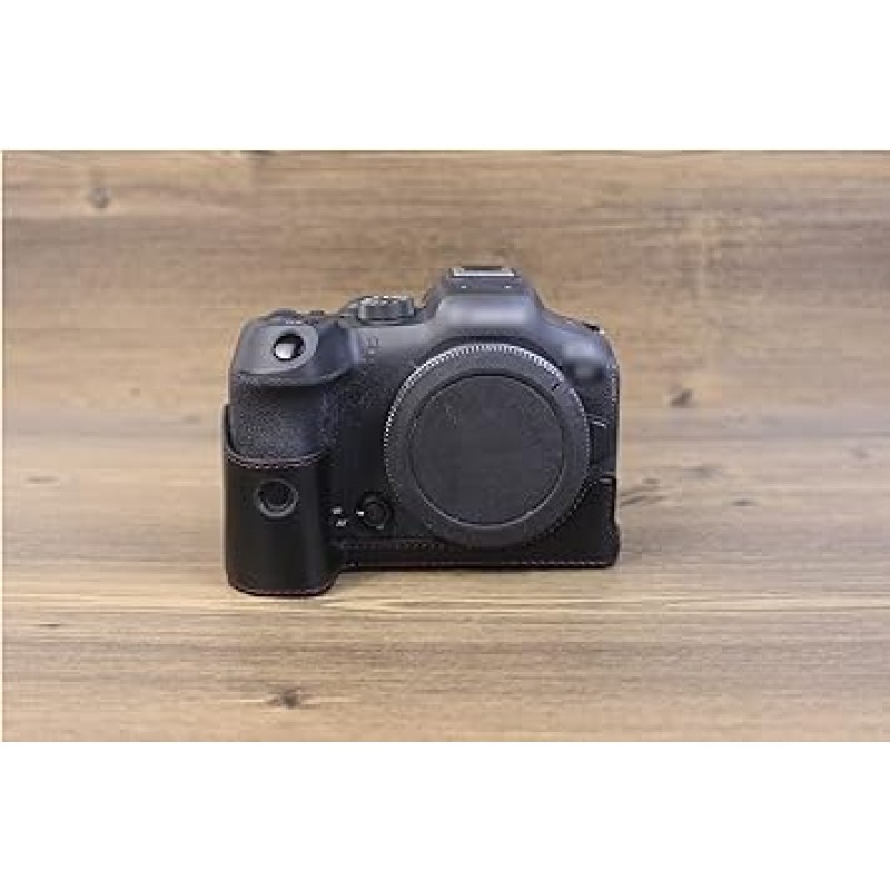 Canon EOS R7 케이스, 카메라 케이스 커버, 본체 케이스, 삼각대 구멍, 교체 가능한 배터리, PU 가죽, 경량, 휴대용, 여행, 사진 용품, 보관함, 남여 공용, 3가지 색상 사용 가능, 블랙
