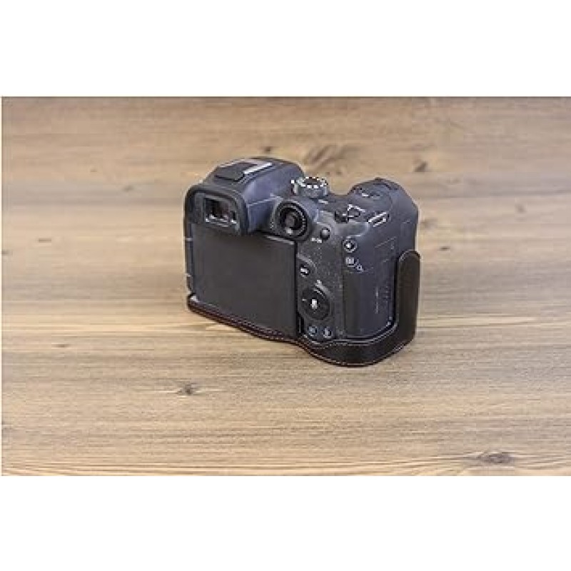 Canon EOS R7 케이스, 카메라 케이스 커버, 본체 케이스, 삼각대 구멍, 교체 가능한 배터리, PU 가죽, 경량, 휴대용, 여행, 사진 용품, 보관함, 남여 공용, 3가지 색상 사용 가능, 블랙