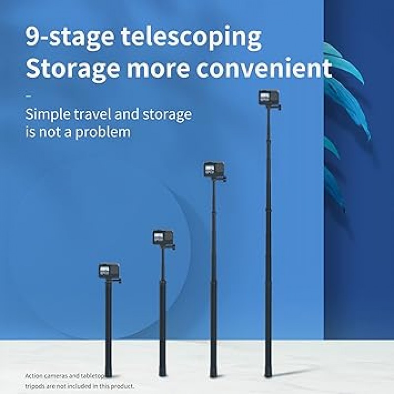 REYGEAK Insta360 셀카봉, 탄소 섬유, 매우 긴, Insta360 GoPro와 호환 가능, 액션 카메라 셀카봉, 보이지 않음, 조정 가능, 6가지 확장 유형, 경량, 접이식, 휴대용, 편리함, Hero 11/10/9/8, Insta360과 호환 가능 X3/ONE X2/ONE X/ONE, 액션 카메라, iPhone/Android 호환, 셀카/촬영 녹화 동영상 감상에 적합(3m)
