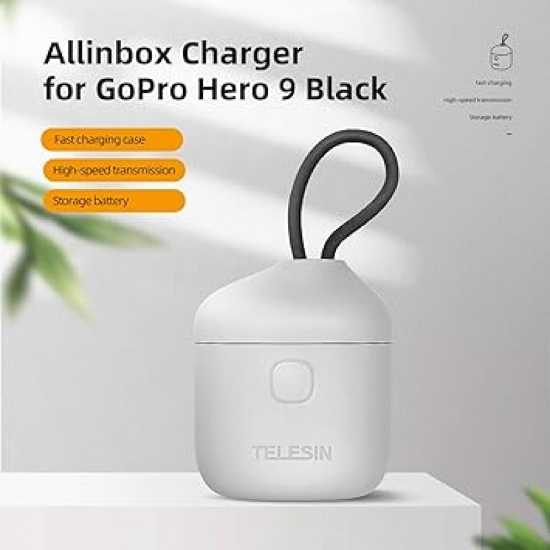 TELESIN Hero11, Hero10, Hero9 배터리 충전기, Allin Box USB 방수 충전기, Type-C 충전 케이블이 있는 고속 SD 카드 리더기, Gopro용 최고의 액세서리(기존 GoPro Hero 11 10 9 배터리와 호환 가능)