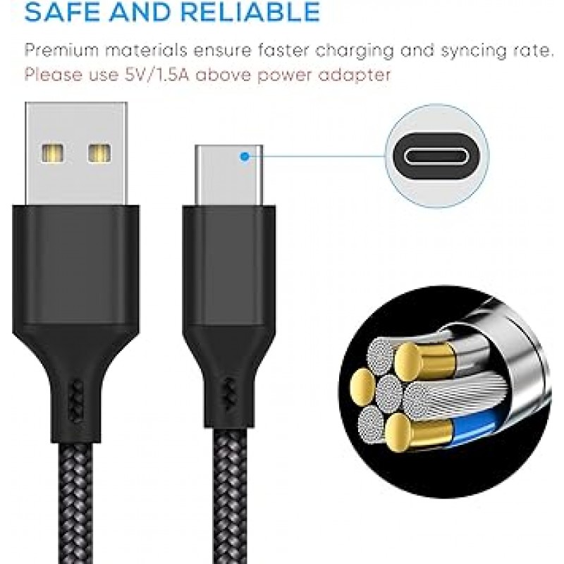 MENEEA 2개 팩 10 피트 충전 케이블 PS5 컨트롤러/Xbox 시리즈 X/Xbox 시리즈 S 컨트롤러용 교환용 USB C코드 나일론 편조 타입 C포트 액세서리 Nintendo Switch용