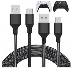 MENEEA 2개 팩 10 피트 충전 케이블 PS5 컨트롤러/Xbox 시리즈 X/Xbox 시리즈 S 컨트롤러용 교환용 USB C코드 나일론 편조 타입 C포트 액세서리 Nintendo Switch용