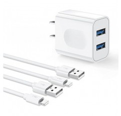 USB 충전기, 2포트, 12W, iPhone 충전기, iPhone 충전 케이블, 3.3피트(1m), PSE 인증/고속, iPad 충전기 케이블, 스마트폰 충전기, 급속 충전기, AC 어댑터, 휴대용 충전기, 고속 충전기, 경량, 컴팩트 , 국제 호환, iPhone, iPad, Android 등과 같은 USB 장치와 호환 가능