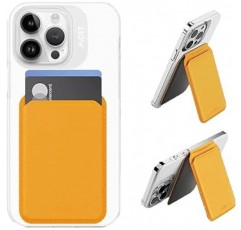 MOFT 플래시 지갑 스탠드, MagSafe 호환, iPhone 14, 스탠드, iPhone13, iPhone12, 자석, 카드 케이스, iPhone 12/13/14 시리즈와 호환 가능, 카드 창, 데스크탑 카드 보관함, 다양한 각도 조절, 휴대가 편리함, 스타일리시함(안녕하세요) 노란색)