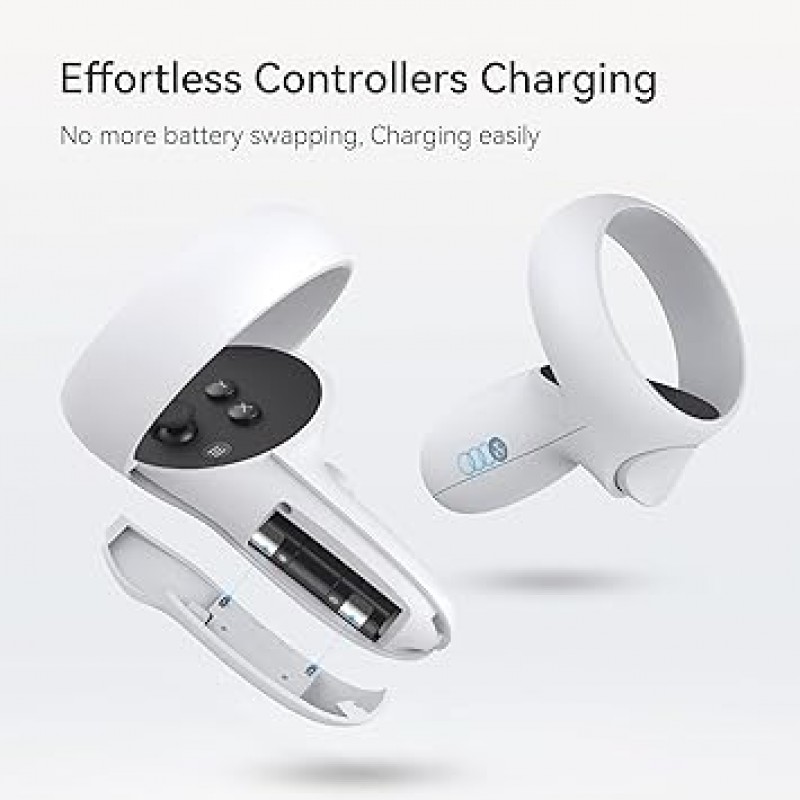 KIWI 디자인 QC01 VR 충전 도크, 충전 스탠드, VR 액세서리, Quest2와 호환 가능, 자기 충전, RGB 조명, 2.5H 높이, 고속 충전