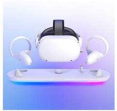 KIWI 디자인 QC01 VR 충전 도크, 충전 스탠드, VR 액세서리, Quest2와 호환 가능, 자기 충전, RGB 조명, 2.5H 높이, 고속 충전