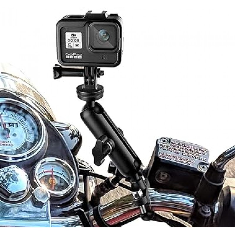 biaoniu 360 ° 오토바이 오토바이 카메라 홀더 핸들 바 장착 브래킷 1/4 금속 스탠드 GoPro Hero8/7/6/5/4/3+ 액션 카메라 액세서리