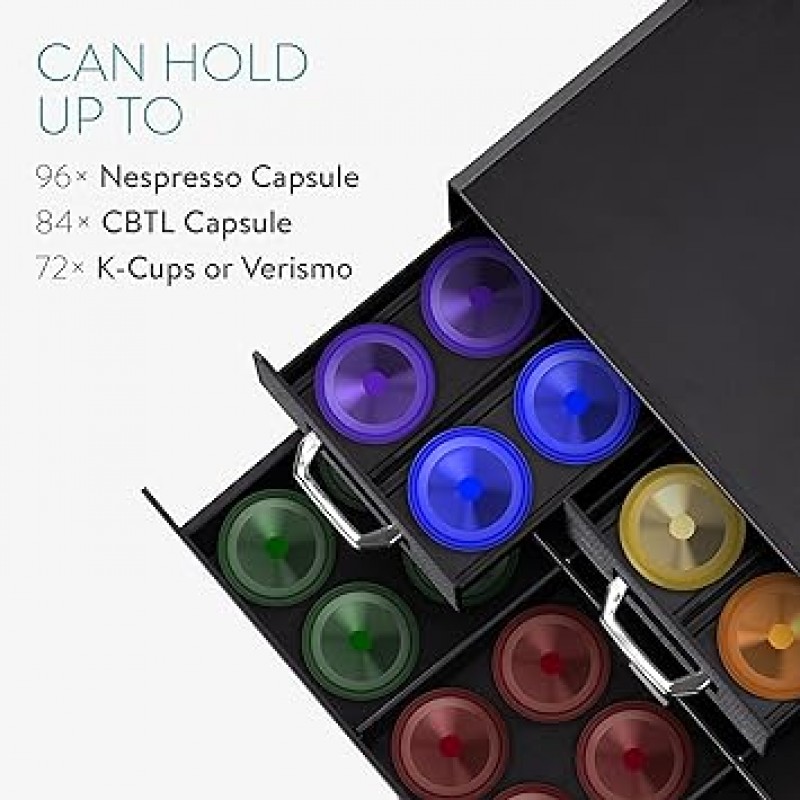 Navaris 캡슐 홀더 대응 : 네스프레소 CBTL K-Cup Versimo - 커피 캡슐 수납 주방 주최자 주방 수납 수납 케이스 - 블랙