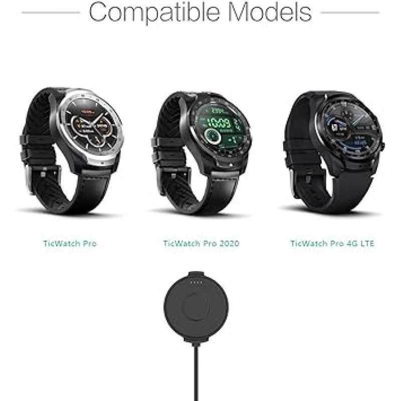 TUSITA 충전기 TicWatch Pro 2020 Pro 4G LTE 스마트 시계 지원 USB 충전 케이블 클립 크래들 3.3 피트 100cm Bluetooth 시계 액세서리