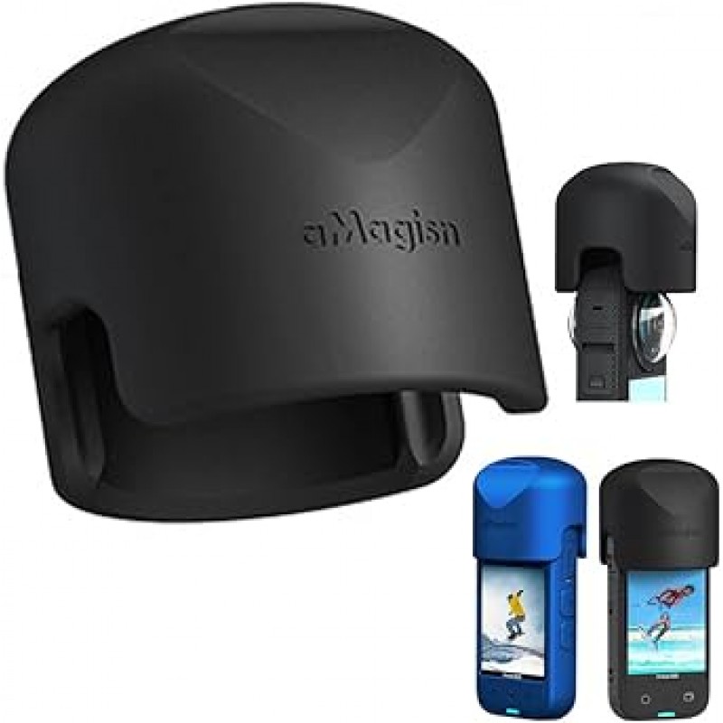 Honbobo 보호 커버 + Insta360 X3용 렌즈 캡 렌즈 보호대 렌즈 커버 실리콘 커버 Insta360 X3용 카메라 보호 액세서리(검은색)
