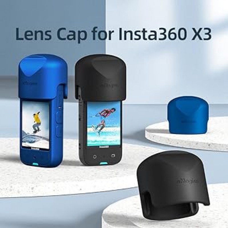 Honbobo 보호 커버 + Insta360 X3용 렌즈 캡 렌즈 보호대 렌즈 커버 실리콘 커버 Insta360 X3용 카메라 보호 액세서리(검은색)