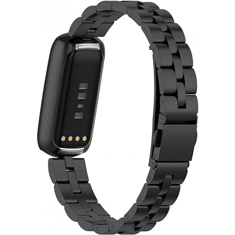 Fitbit Luxe 금속 스테인레스 스틸 시계 밴드 교체 용 FitTurn 밴드 클래식 내구성 솔리드 링크 액세서리 버클 금속 스트랩 손목 밴드 럭셔리 피트니스 웰빙 트래커